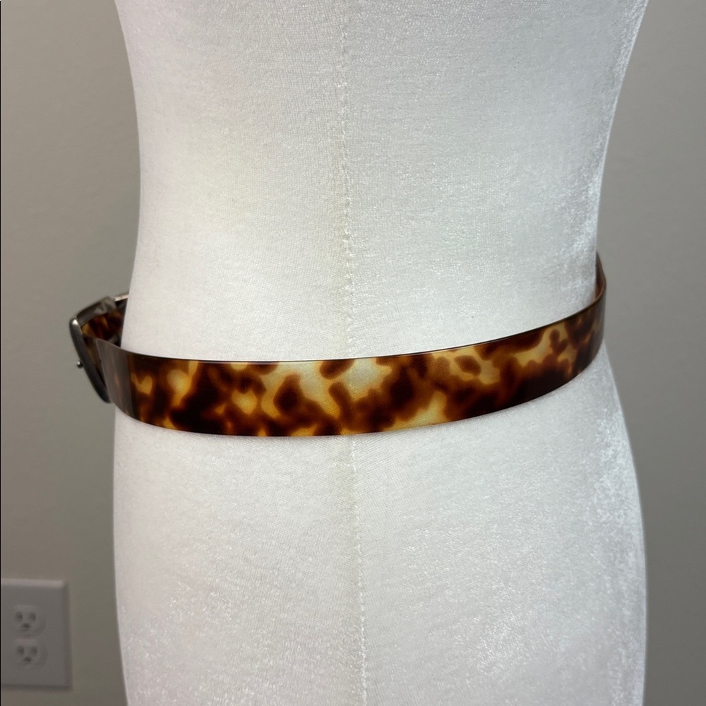Translucent Tortoise Shell Print plastic Belt silver buckle, fits 33” waist - Picture 4 of 5